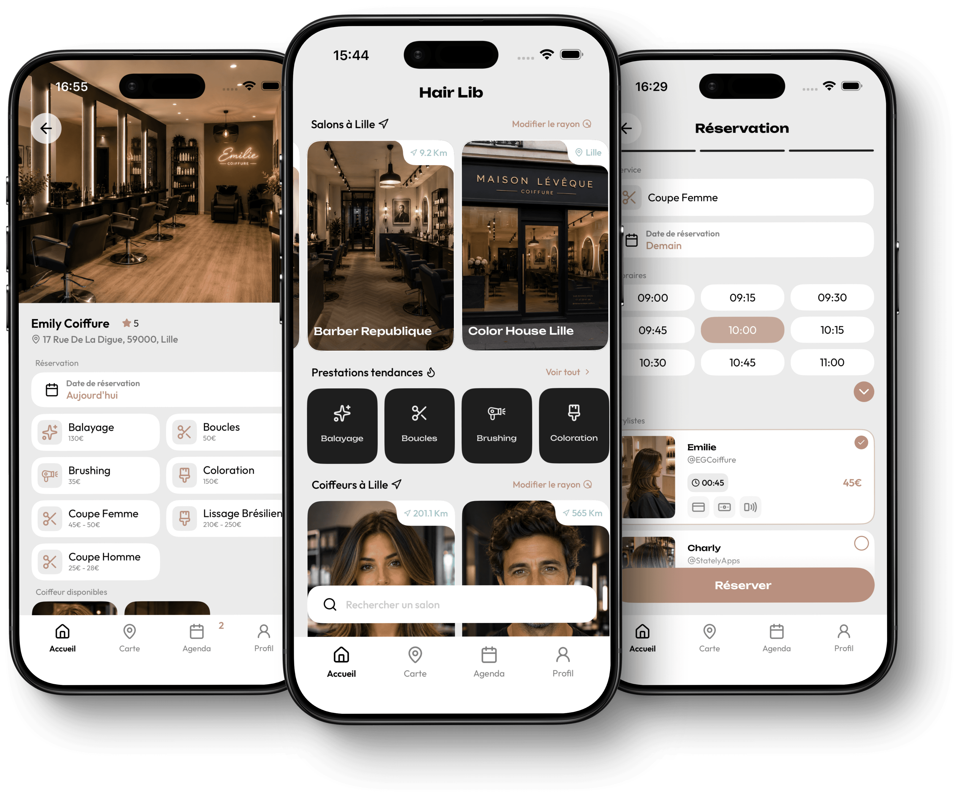 Mockup de l'application Hair Lib